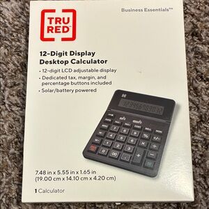TRU RED 12-Digit Display Desktop Calculator-NEW!